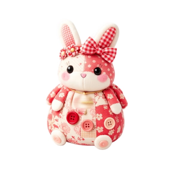Patchwork Bunny DIY Kit, Handmade Sewing Craft Kit for Bunny Making, Creative Patchwork Animal Craft Project, Cute Bunny DIY Set for Hobby Sewing Quilting Art Crafting Gift