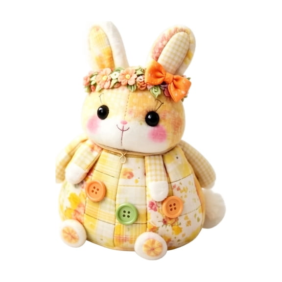 Patchwork Bunny DIY Kit, Handmade Sewing Craft Kit with Pre-Cut Fabric, Stuffing and Buttons, Creative Patchwork Animal Craft Project for Adults Beginners, Gift for Craft Lovers