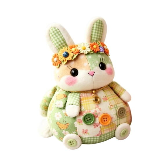 Patchwork Bunny DIY Kit, Handmade Sewing Craft Set with Pre-Cut Fabric, Stuffing and Buttons, Creative Patchwork Animal CraftProject, Cute Bunny Ornament DIY Kit, Gift for Craft Lovers