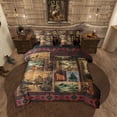 thumbnail image 1 of Patchwork Cabin Lodge Bedding Set Twin 7 Pcs,Bear Deer Hunting Bed in a Bag with Flat Fitted Sheet,Boho Exotic Comforter Set with Pillowcase and Sham,Woodland Animal Bed Sheets Set, 1 of 6