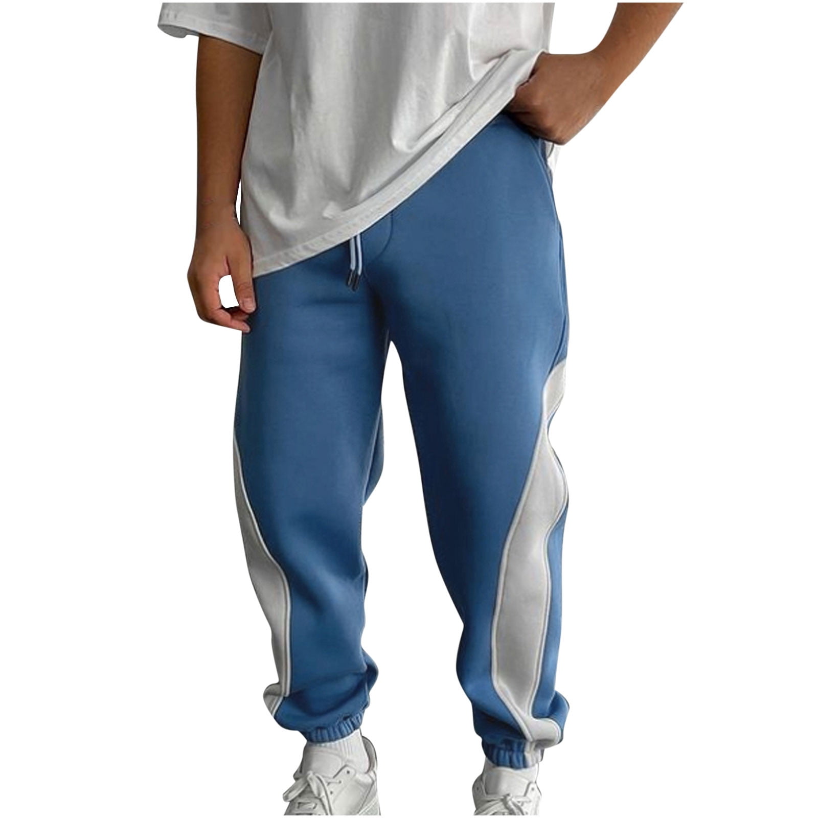 Patchwork Color Block Sweatpants Men s 2024 Vintage Joggers Workout Fitness Athletic Outfit Drawstring Streetwear for Fall Walmart