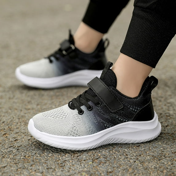 Patchwork Colour Boys Girls Sneakers Kids Sports Running Walking Shoes for Toddler/Little Kid/Big Kid Breathable Child Footwear,Color Black,Size 1.5