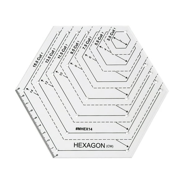 Patchwork Cutting Template Acrylic Ruler, QQZ High Accuracy Sewing Ruler for Quilting, 60 Degree Triangle Hexagon Diamond Shapes Clear Scale DIY Craft Tool