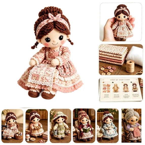 Patchwork DIY Doll Kits – Handmade Fun & Creativity, 3D Cute Dolls DIY Felt Patchwork Kit, Creative Manual Art Craft, Gifts for Adults Beginners, Doll & DIY Craft Lovers (A-1PCS)