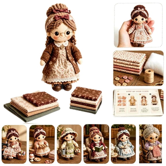 Patchwork DIY Doll Kits – Handmade Fun & Creativity, 3D Cute Dolls DIY Felt Patchwork Kit, Creative Manual Art Craft, Gifts for Adults Beginners, Doll & DIY Craft Lovers (D-1PCS)