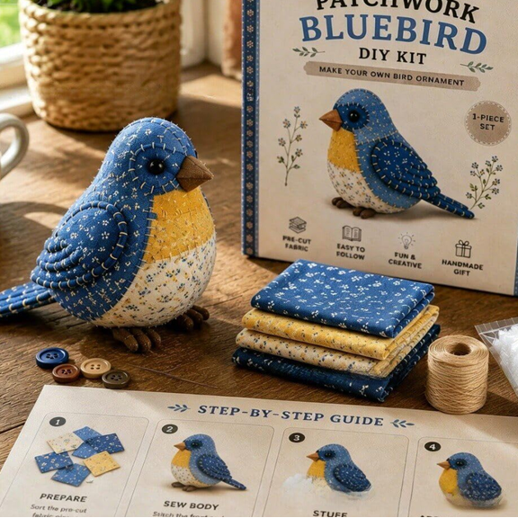Patchwork DIY Kit Series, Tiny Worlds Collection, Creative Sewing Art Craft, Complete Handmade Kit for Beginner Crafters Home Decor Unique Gift Sets CHRISTMAS WORKSHOP A4