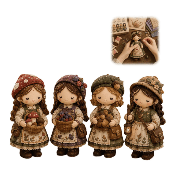 Patchwork DIY Kit Series, Tiny Worlds Collection, Creative Sewing Art Craft, Complete Handmade Kit for Beginner Crafters Home Decor Unique Gift Sets WOODLAND FOLK A11