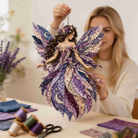 Patchwork DIY Wall Decor Kit, Layered Floral Fabric Hand‑Sewing Craft Set Relaxing Satisfying Art Project for Living Room Bedroom Hallway for Beginner And Experienced DIY Craft Lovers