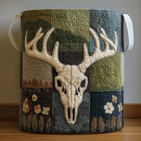 Patchwork Deer Quilted Laundry Basket, Storage Bin Laundry Basket Fabric, House Storage Hamper, Mother Day's Gift Ideas