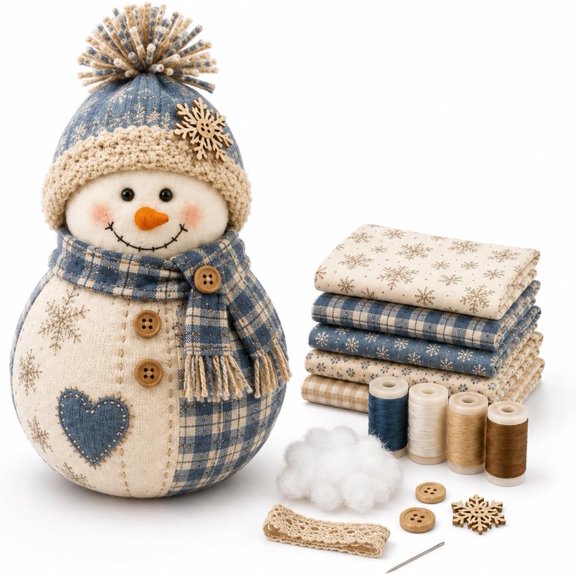 Patchwork Fabric Doll DIY Kit, Christmas DIY Fabric Doll Kit,Handmade Sewing Craft Set for Christmas Decor, Farmhouse Seasonal Home Decoration & Gift Making