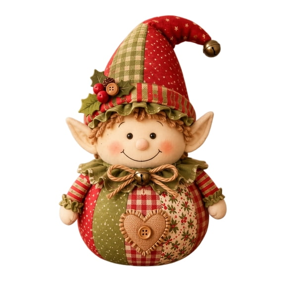 Patchwork Fabric Doll DIY Kit DIY Patchwork Fabric Character Doll Kit Handmade Christmas Sewing Craft Set for Holiday Decoration and Creative Handmade Projects ( Elf)