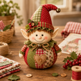 thumbnail image 1 of Patchwork Fabric Doll DIY Kit, Handmade Sewing Craft Set with Pre-Cut Fabric, Stuffing and Accessories, Christmas Seasonal Plush Decor Project for Adults Beginners, 1 of 7