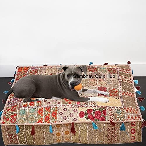 Patchwork Floor Pillow Square 35" X 35" Large Boxed Shaped Premium Hypoallergenic Square Stuffer Best for Meditation Floor Pillow Insert, Mandala Ottoman Cushion, Dog Beds, Lounger, Pet Beds