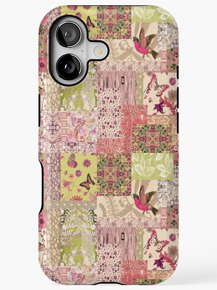 Patchwork Floral Hummingbird and Butterfly Tough Phone Case for Apple ...