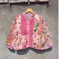 thumbnail image 1 of Patchwork Floral Print Cotton Handmade Kantha Jacket, Womens Clothing Quilted Reversible Coat Kimono Indian Hand Printed Vintage Boho Vest Christmas Gift CQJ-03_XXL, 1 of 2