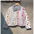 thumbnail image 1 of Patchwork Floral Print Cotton Handmade Kantha Jacket, Womens Clothing Quilted Reversible Coat Kimono Indian Hand Printed Vintage Boho Vest Christmas Gift CQJ-03_XXL, 1 of 2