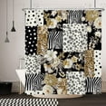 thumbnail image 1 of Patchwork Floral Shower Curtain,Patchwork Design Leopard Print Shower Curtain Set for Bathroom, Zebras Print Flower Modern Fabric Bath Curtain with Hooks, 1 of 6