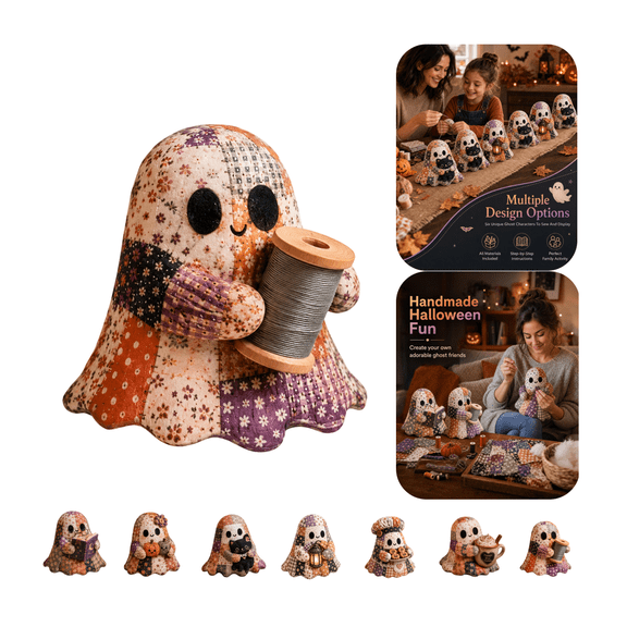Patchwork Ghost 1PCS Handmade Sewing Craft Kit, Beginner Friendly Plush Making Project, Relaxing Screen-Free Activity for Craft Enthusiasts (Handmade Ghost)