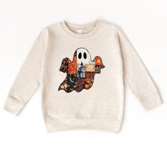 Patchwork Ghost Printed - Toddler Graphic Sweatshirt and Youth Graphic Sweatshirt