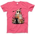 thumbnail image 1 of Patchwork Ghost and Black Cat Halloween T-Shirt, Cute Spooky Floral Tee, Cozy Fall Aesthetic Shirt, Witchy Cat Lover Gift for Halloween, 1 of 7