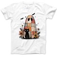 thumbnail image 1 of Patchwork Ghost and Black Cat Halloween T-Shirt, Cute Spooky Floral Tee, Cozy Fall Aesthetic Shirt, Witchy Cat Lover Gift for Halloween, 1 of 7