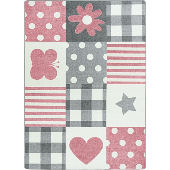 Patchwork Girl 3'10" x 5'4" area rug in color Blush