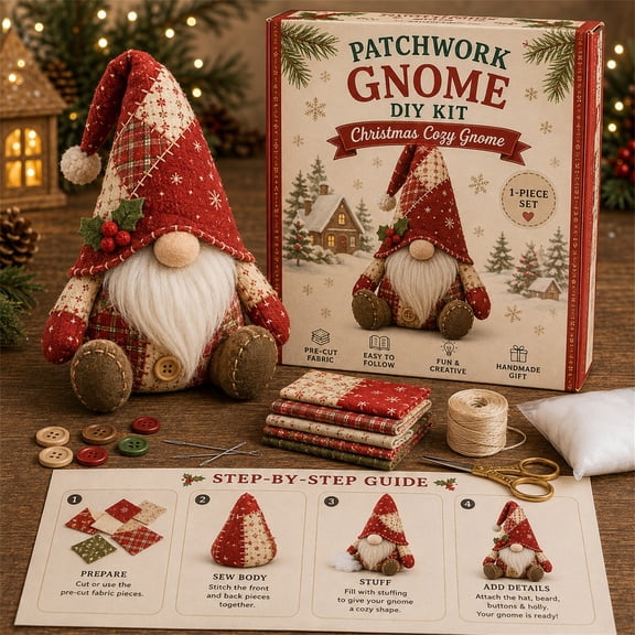 Patchwork Gnomes Kit, Handcraft Patchwork Fairy Kit for Beginner & Professional, All-Inclusive DIY Patchwork Gnome Craft Kit For Home Festival Handmade Ornaments