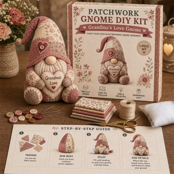Patchwork Gnomes Kit, Handcraft Patchwork Fairy Kit for Beginner & Professional, All-Inclusive DIY Patchwork Gnome Craft Kit For Home Festival Handmade Ornaments