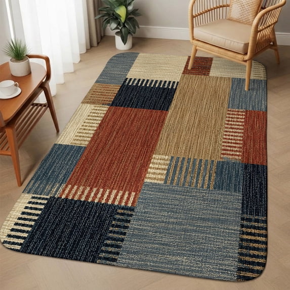 Block Graph Industries Patchwork Grid Washable Area Rugs for Living Room Bedroom, Large Non ...