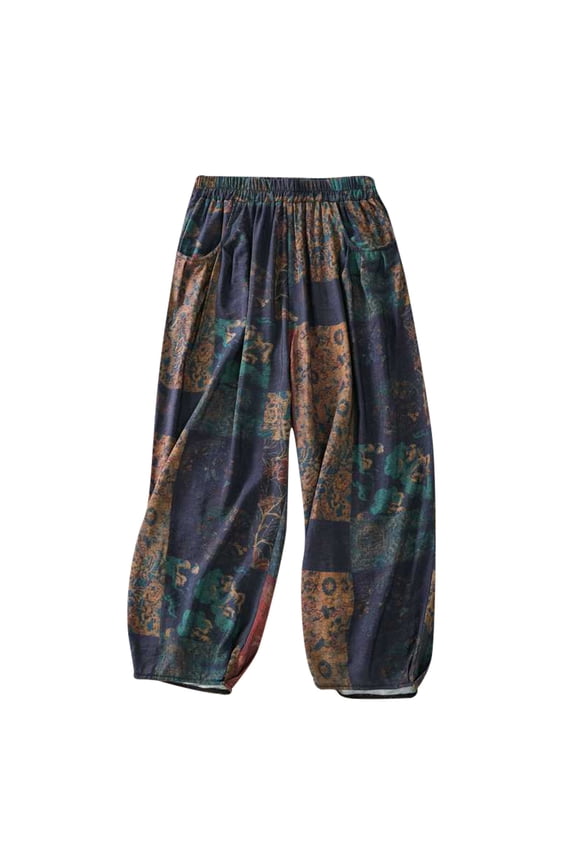 Patchwork Harem Pants, Bohemian Yoga Boho Hippie Pants, Patch Work Elastic High Waist Trouser for Unisex