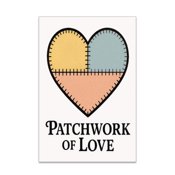 Patchwork Heart Design - Sewing Room Decor - 13x19 Poster Print - Craft Style