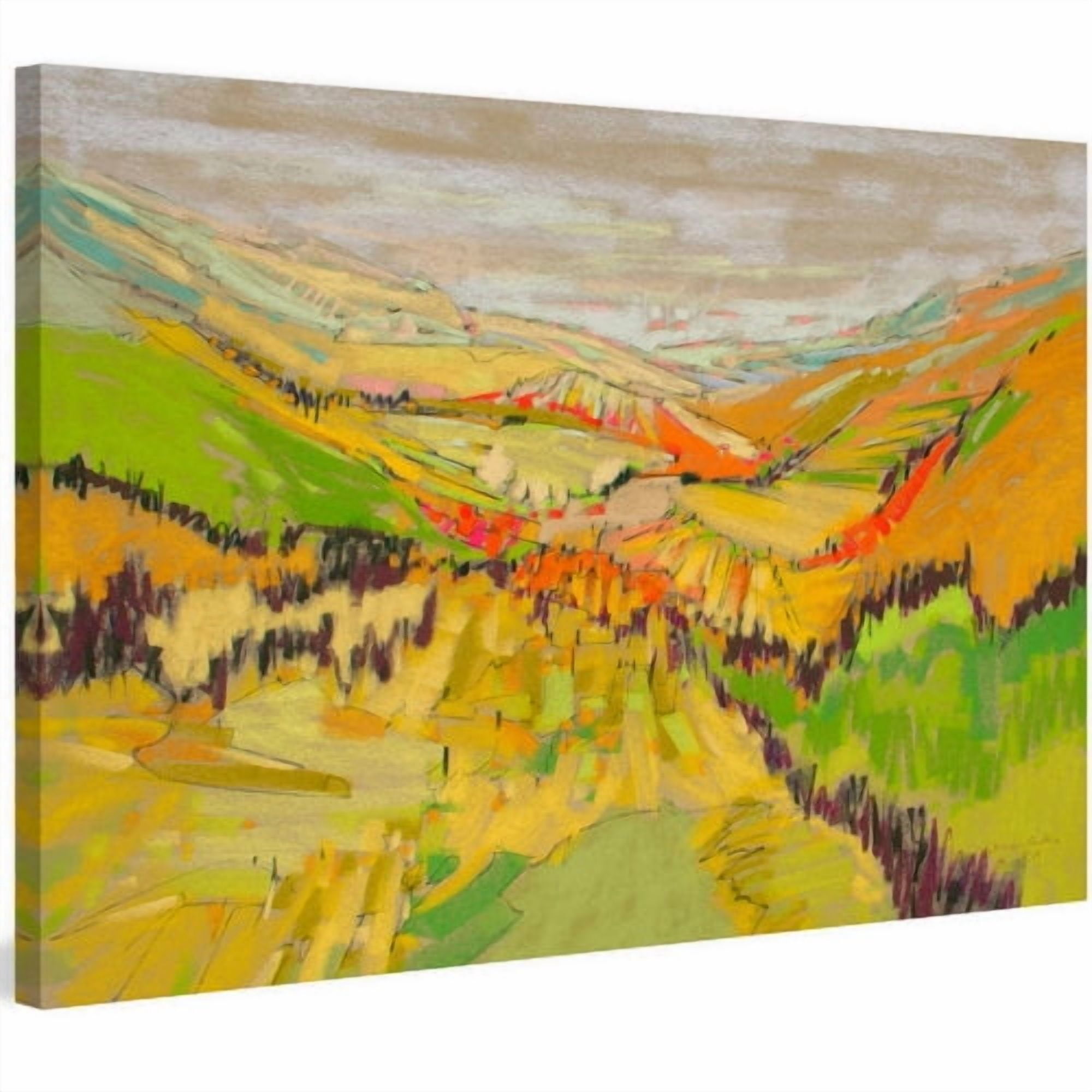 "Patchwork Hills VII" Painting Print on Wrapped Canvas