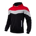 thumbnail image 1 of Patchwork Hoodie Men's Fall Winter Colorblock Drawstring Hoodie with Thick Plush Long Sleeves Big Pocket Retro Thin Loose Wear Sport Top Men Hooded, 1 of 7