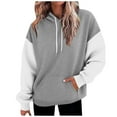 thumbnail image 1 of Patchwork Hoodies for Women Long Raglan Sleeve Hooded Sweatshirts with Kangaroo Pockets Drawstring Trendy Lounge Pullover Color Block Tops 2025 Winter Outfit Hooded, 1 of 7