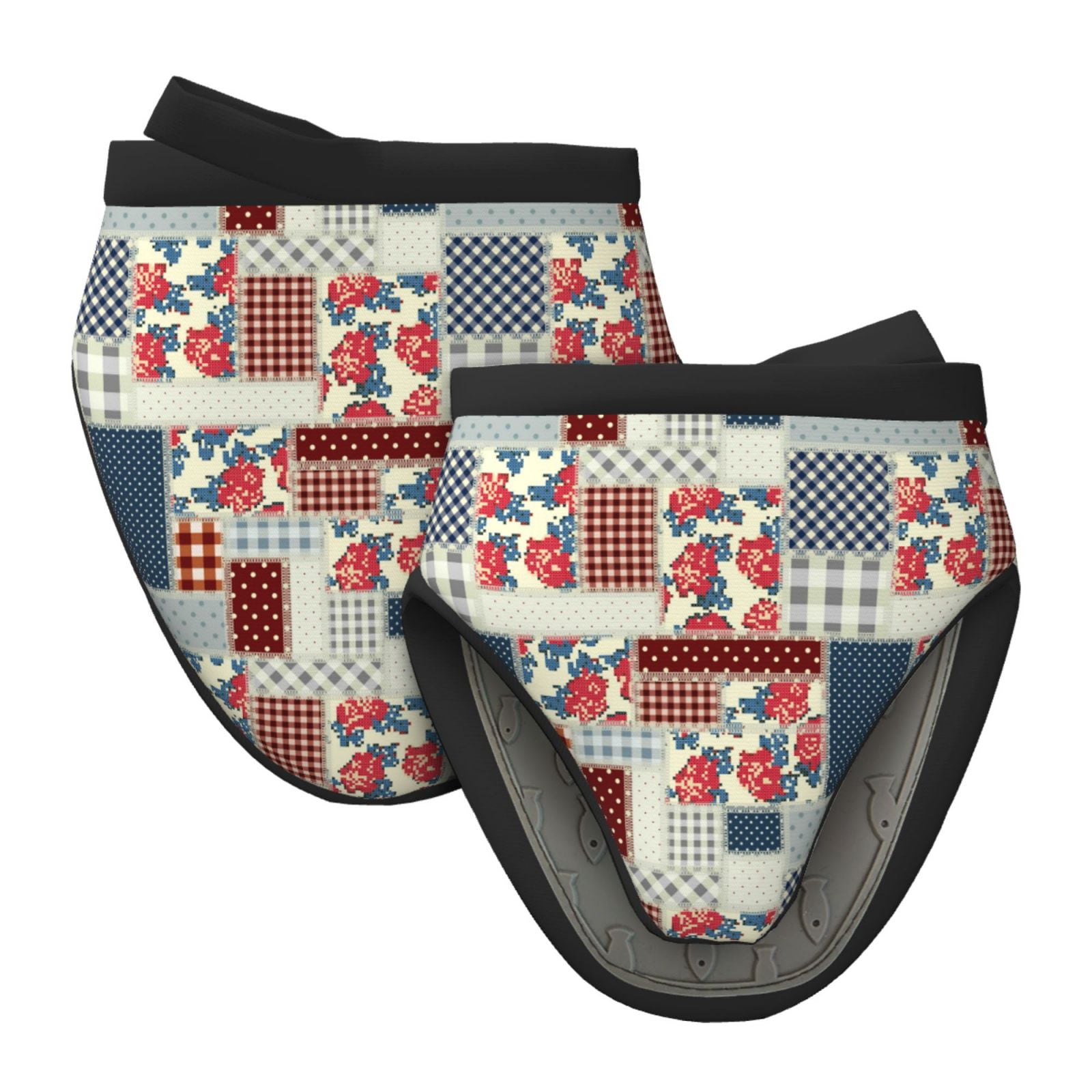 Patchwork In Country Style Oven Mitts Heat Resistant, Soft Lining