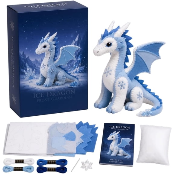 Patchwork Kit Winter DIY Felt Animal Sewing Kit for Beginners, 3D Stuffed Animals Mythical Creature, Pre-Cut Handmade Craft Kit for Home Decor & Creative Gift