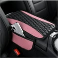 thumbnail image 1 of Patchwork Leather Center Console Covers for Cars,Upgraded Arm Rest Cover for Car with Side Storage Pocket for Car Seat Organizer,Middle Console Cover Stylish Car Decoration (Pink), 1 of 11