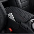 thumbnail image 1 of Patchwork Leather Center Console Covers for Cars,Upgraded Arm Rest Cover for Car with Side Storage Pocket for Car Seat Organizer,Middle Console Cover Stylish Car Decoration (Black), 1 of 11