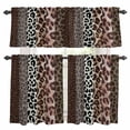 thumbnail image 1 of Patchwork Leopard Kitchen Curtains Valances and Tiers Set of 3 Country Farmhouse Brown Animal Skin Print Tier Curtains and Valance with Rod Pocket for Small Windows, 27.5"x24", 1 of 9