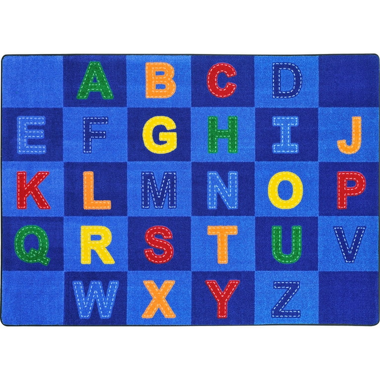 Joy Carpets Rainbow Alphabet 8 x 11 Blue Oval Indoor Border Kids Area Rug Joy Carpets Rainbow Alphabet 8 x 11 Blue Oval Indoor Border Kids Area Rug