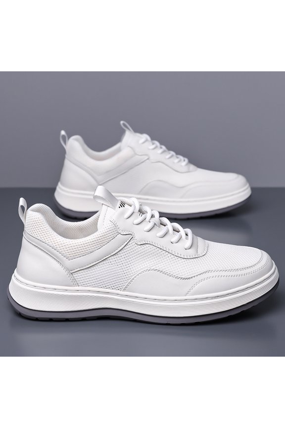 Patchwork Mesh Breathable White Casual Skate Shoes