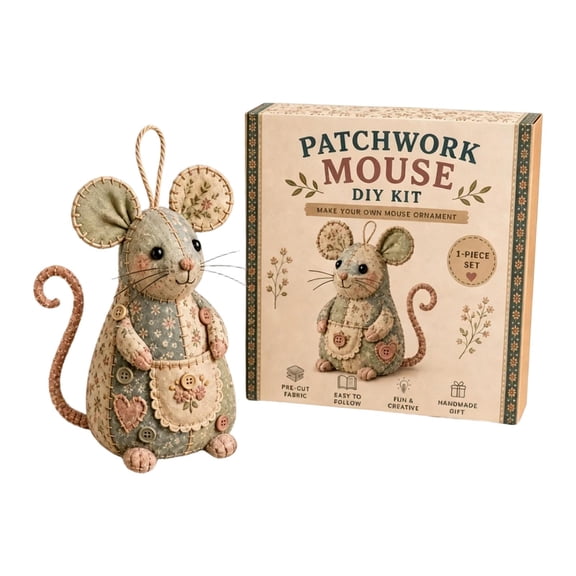 Patchwork Mouse DIY Kit, 2026 New Sewing Craft Set, Creative Patchwork Animal Project for Holiday Gifts & Leisure Time (A)