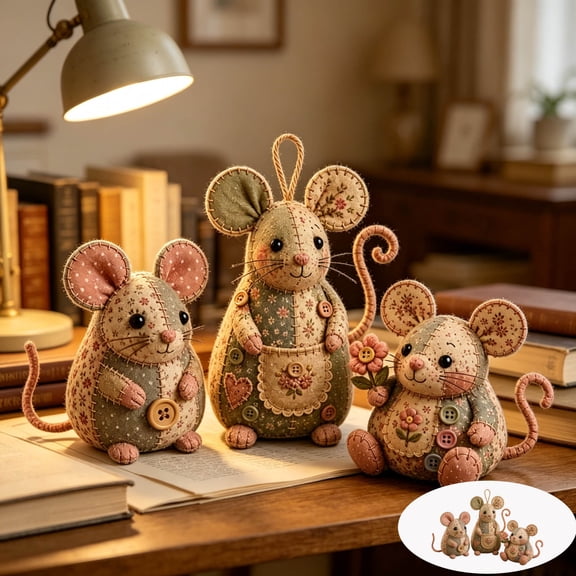 Patchwork Mouse DIY Kit, Handmade Creative Sewing Animal Craft Making Set, Art Craft Supply for Hobby Quilting Gift