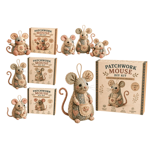 Patchwork Mouse DIY Kit Handmade Sewing Craft Set with Floral Fabric DIY Patchwork Animal Kit for Beginners Creative Craft Gift