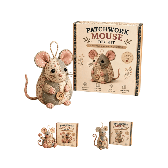 Patchwork Mouse DIY Kit, Step-by-Step Instruction Sewing Kit, Creative Handmade Animal Ornament Craft for Home Decor & Gifting (B)