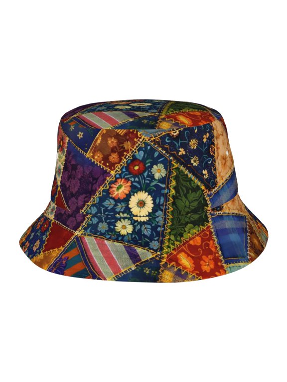 Patchwork Pattern Fisherman's Hat Casual and Breathable Sun Hat for Men and Women