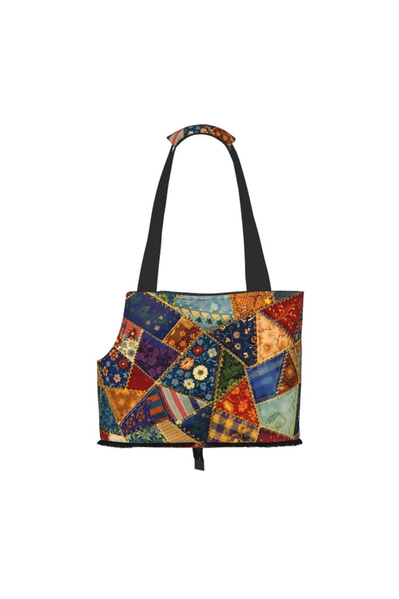 Patchwork Pattern Pet Tote Bag Lightweight Shoulder Bag for Shopping and Travel