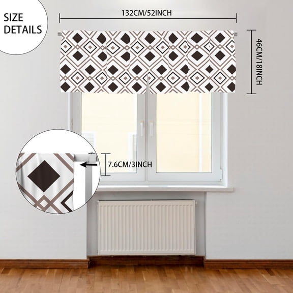 Patchwork Pattern Window Curtain Valance Window Treatment Decor Curtains Rod Pocket Valances Short Curtains 52x18inch