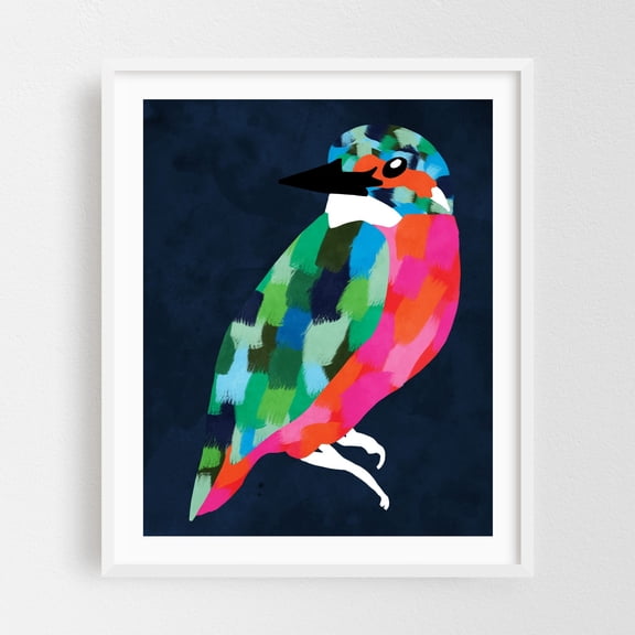 Patchwork Perfection - India Digital Art Bird Modern Art Psychedelic Abstract Pop Art Wildlife White Framed Wall Art Print 8 x 10 inches