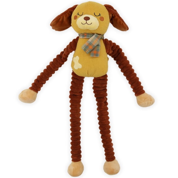 Patchwork Pet: Muttley Series - Dylan Dog - 24" Plush Dog Toy, Floppy Limbs Brown-Yellow Animal, Squeakers, Reinforced Fabric, Carry-Snuggle-Chew-Play